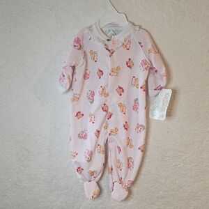 Charming Pink Floral Kids Footie